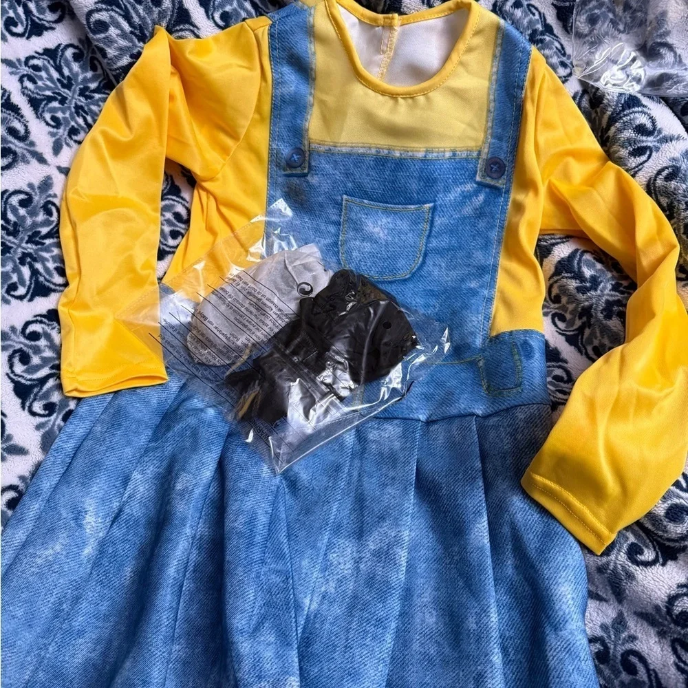 Rubie's Despicable Me Minions Girls sz M Yellow Blue Costume Dress& Goggles NEW